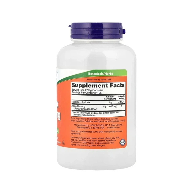 Женьшень Now Foods (Panax Ginseng) 500 мг 250 капсул - изображение 2