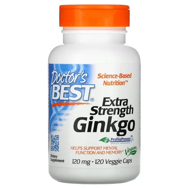 Гінкго білоба Doctor's Best (Extra Strength Ginkgo) 120 мг 120 капсул - Фото 1 Гінкго білоба Doctor's Best (Extra Strength Ginkgo) 120 мг 120 капсул - зображення 1