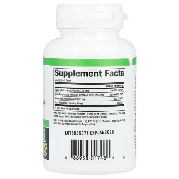 Ферменти папайї з амілазою та бромелаїном Papaya Enzymes Natural Factors 60 жувальних таблеток - зображення 2
