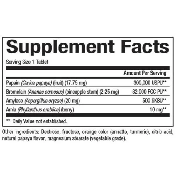 Ферменти папайї з амілазою та бромелаїном Papaya Enzymes Natural Factors 60 жувальних таблеток - зображення 3