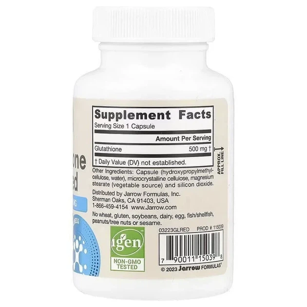 Глутатион Glutathione Reduced Jarrow Formulas, 500 мг, 60 капсул - Фото 2 Глутатион Glutathione Reduced Jarrow Formulas, 500 мг, 60 капсул - изображение 2