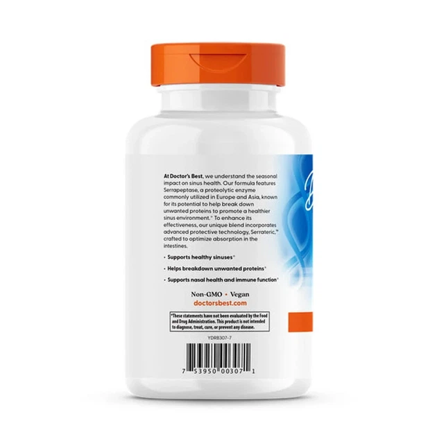Серрапептаза Serrapeptase Doctor's Best, 120.000 SPUs, высокой эффективности, 270 капсул - Фото 3 Серрапептаза Serrapeptase Doctor's Best, 120.000 SPUs, высокой эффективности, 270 капсул - изображение 3