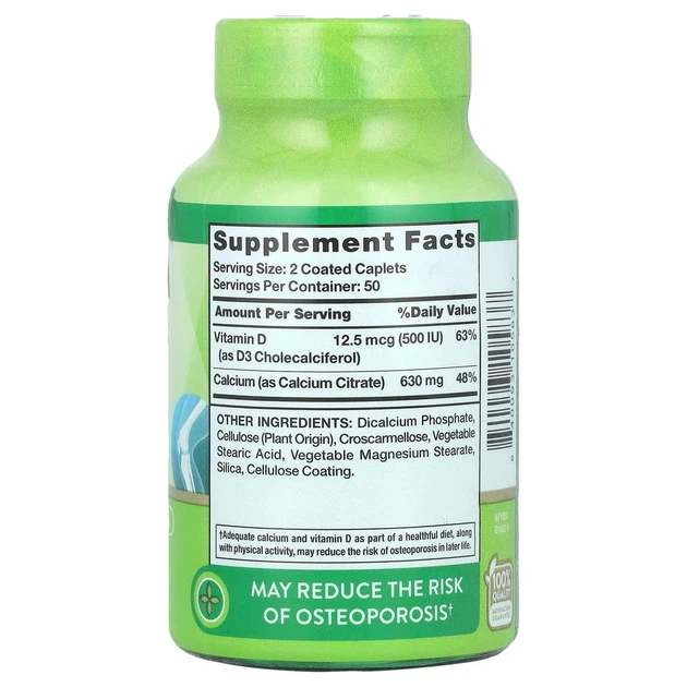 Кальций цитрат плюс D3, Calcium Citrate Plus D3, Nature's Truth, 100 каплет - изображение 2