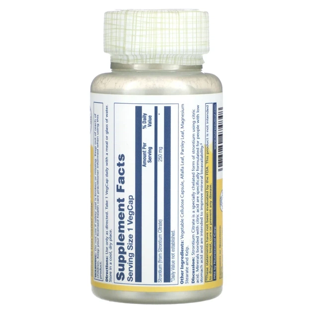 Стронцій цитрат Strontium Citrate 250 мг Solaray, 60 капсул - Фото 2 Стронцій цитрат Strontium Citrate 250 мг Solaray, 60 капсул - зображення 2