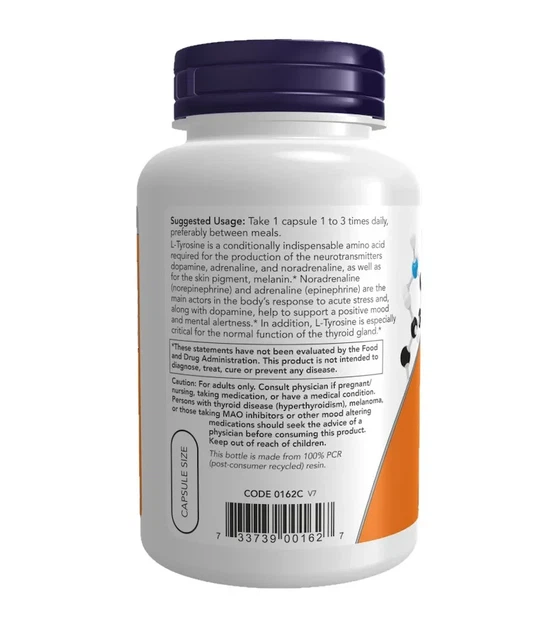 Тирозин Now Foods (L-Tyrosine) 500 мг 120 капсул - зображення 3