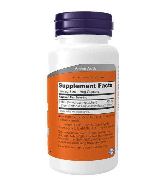 Гідрокситриптофан Now Foods (5-HTP) 100 мг 120 капсул - зображення 2