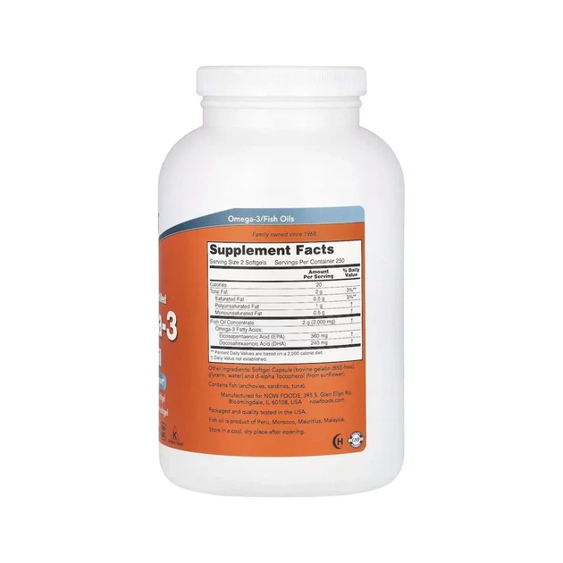 Омега-3 180 ЕПК/120 ДГК Now Foods (Omega-3 180 EPA/120 DHA) 500 желатинових капсул - зображення 2