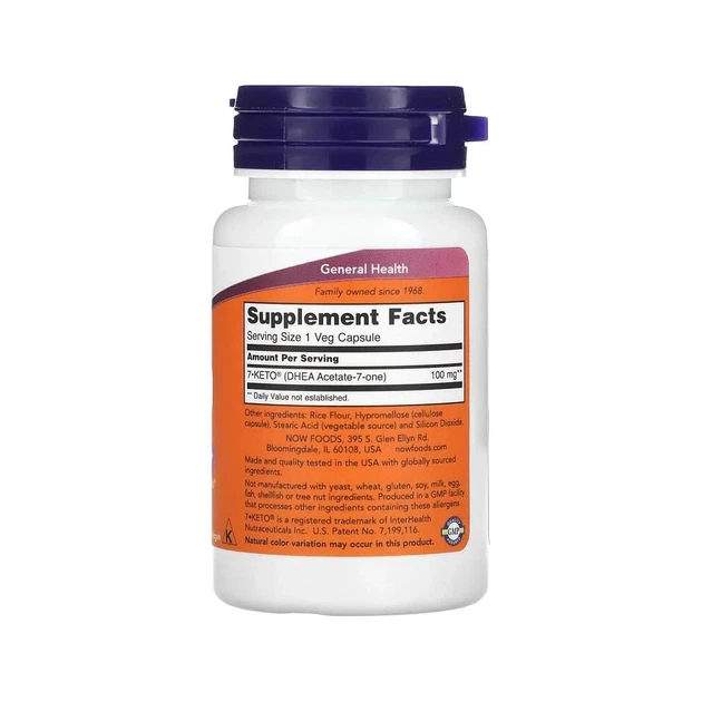 7-Кето Now Foods (7-KETO DHEA) 100 мг 60 капсул - изображение 2