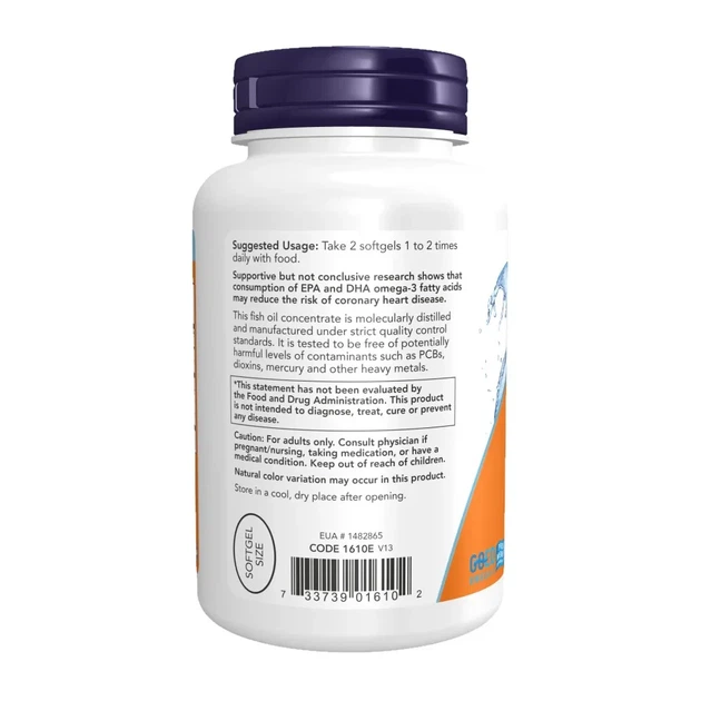 Витамины для мозга 250 ДГК / 125 ЭПК Now Foods (DHA-250/EPA-125) 120 мягких таблеток - изображение 3