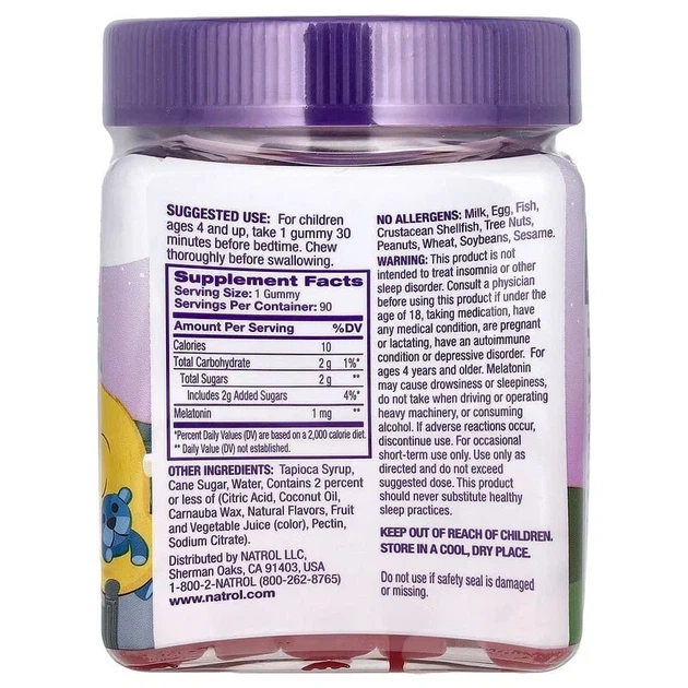 Детский мелатонин, ягоды, Kids, Melatonin Gummies, Berry, Natrol, 90 жевательных конфет - изображение 2