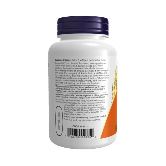 Супер омега 3-6-9 Omega 3-6-9, Now Foods, 100 капсул - изображение 3