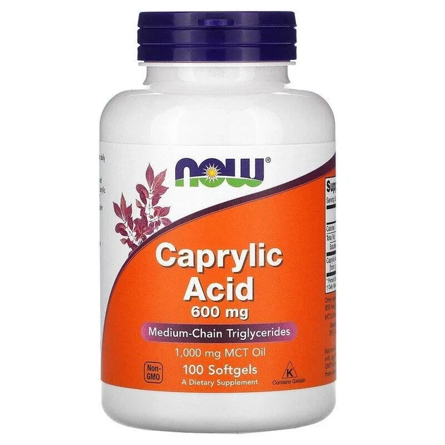 Каприловая кислота "Caprylic Acid" Now Foods, 600 мг, 100 капсул - Фото 1 Каприловая кислота "Caprylic Acid" Now Foods, 600 мг, 100 капсул - изображение 1