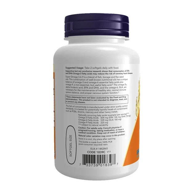 Супер омега 3-6-9 Omega 3-6-9, Now Foods, 180 капсул - Фото 3 Супер омега 3-6-9 Omega 3-6-9, Now Foods, 180 капсул - зображення 3