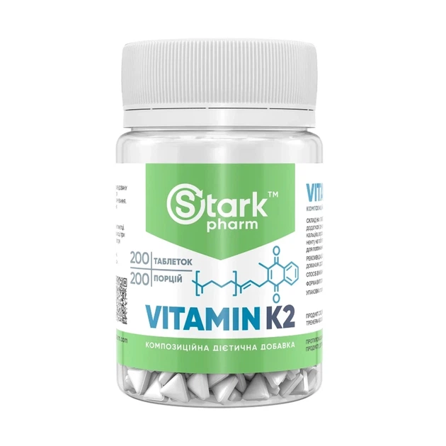 Вітамін К2 Vitamin K-2 Stark Pharm, 200 Таблетки - Фото 1 Вітамін К2 Vitamin K-2 Stark Pharm, 200 Таблетки - зображення 1