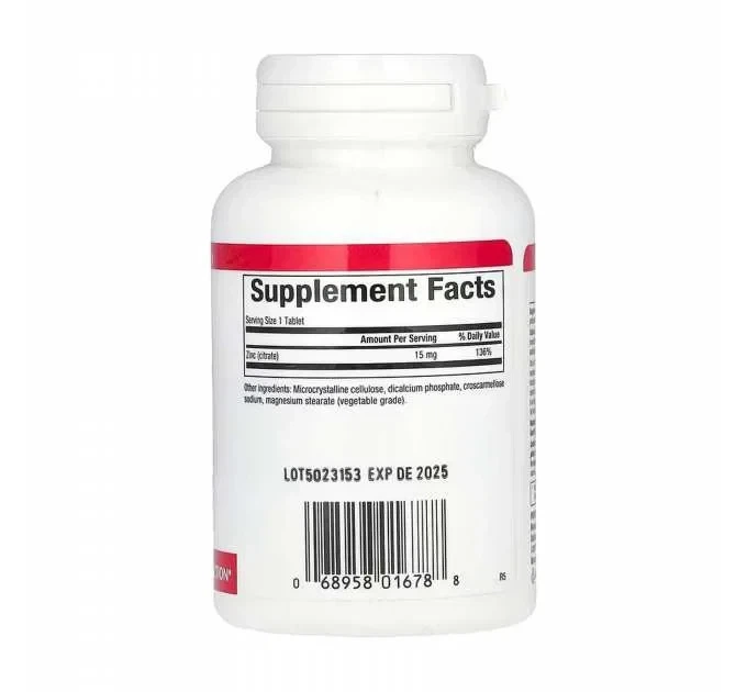 Цинк цитрат Zinc Citrate 15 мг Natural Factors, 30 Таблетки - зображення 2