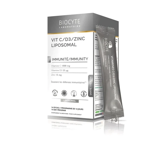 Вітамін C D3 цинк ліпосомальний Vitamine C-D3-Zink Liposomal Biocyte, 14 стіків - зображення 2