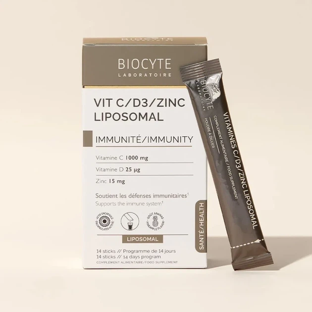 Вітамін C D3 цинк ліпосомальний Vitamine C-D3-Zink Liposomal Biocyte, 14 стіків - зображення 5