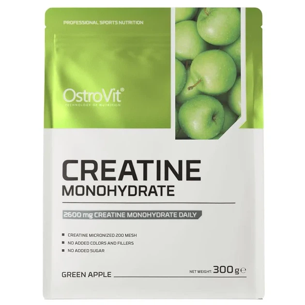 Креатин моногидрат зеленое яблоко OstroVit (Creatine Monohydrate green apple) 300 г - изображение 2