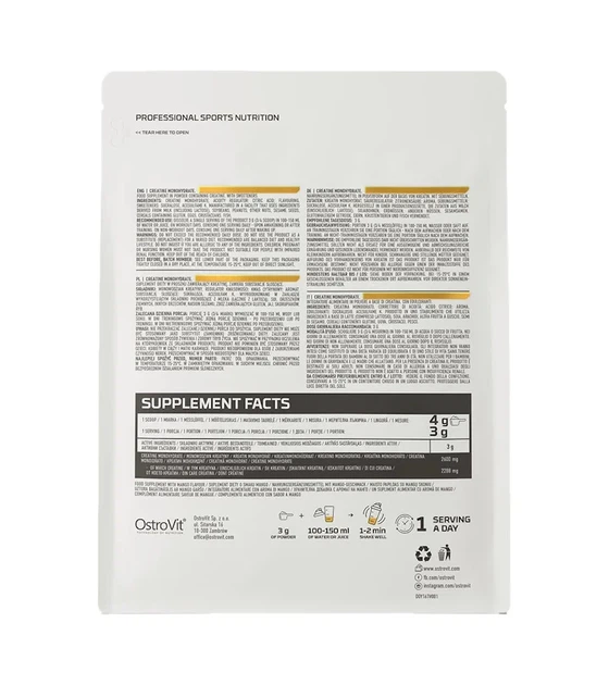Креатин моногидрат Creatine Monohydrate OstroVit Манго 500 г - изображение 3