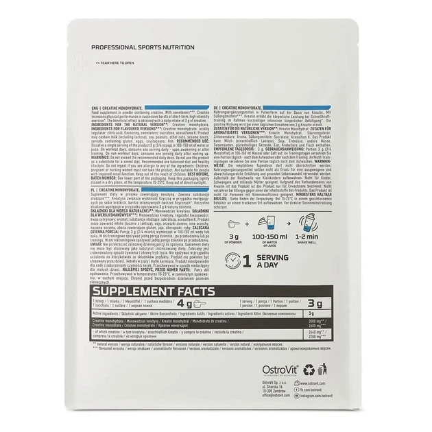 Креатин Creatine Monohydrate OstroVit 300 г Без вкусовых добавок - изображение 3