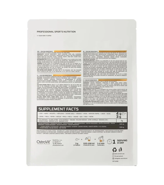 Креатин моногидрат Creatine Monohydrate OstroVit Апельсин 500 г - изображение 3