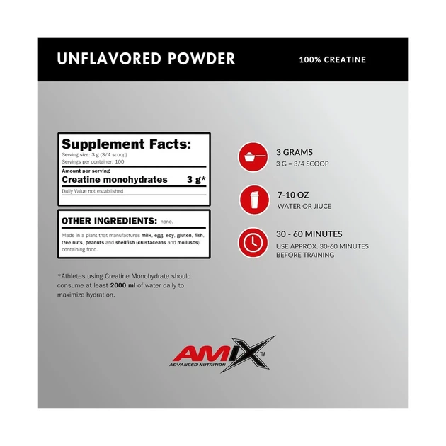 Креатин моногидрат Creatine monohydrate AMIX - 300 г - Фото 2 Креатин моногидрат Creatine monohydrate AMIX - 300 г - изображение 2