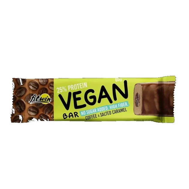 Батончик веганський Vegan Bar FitWin, кава і солона карамель, 12 шт по 60 г - зображення 2