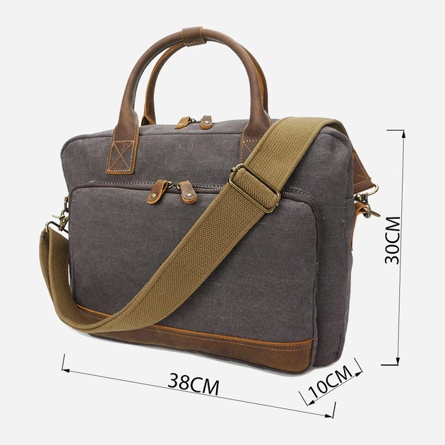 Сумка мессенджер через плечо мужская Vintage leather-20062 Серая - изображение 12