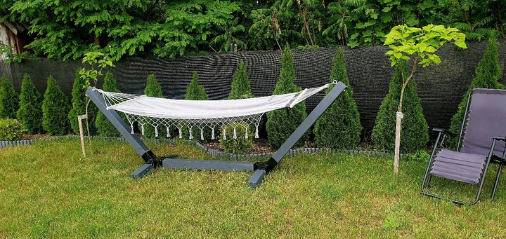 Гамак 200x100 см с деревянной рамой для сада и террасы серый Gardlov FK-0638 - Фото 9 Гамак 200x100 см с деревянной рамой для сада и террасы серый Gardlov FK-0638 - изображение 9