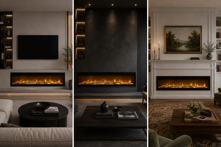 Электрокамин с обогревом Dimplex Ignite Evolve 60 Oak Logs (EVO1500OakLogs) с цельными дровами дуб, кристаллами стекла, цветами пламени и подсветки наполнения, управление через приложение, размер 1560x419x152 - изображение 2