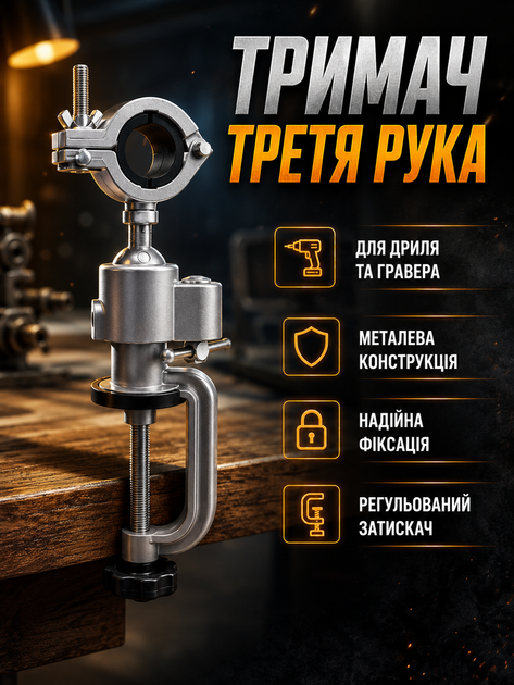 Держатель третья рука для дрели и гравера металлический одинарный для точной работы и фиксации деталей LS-314 - Фото 1 Держатель третья рука для дрели и гравера металлический одинарный для точной работы и фиксации деталей LS-314 - изображение 1