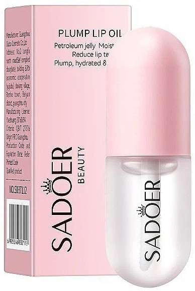 Питательный плампер для губ с эффектом увеличения - Sadoer Plump Lip Oil, 4 мл (6942349337112) - Фото 1 Питательный плампер для губ с эффектом увеличения - Sadoer Plump Lip Oil, 4 мл (6942349337112) - изображение 1