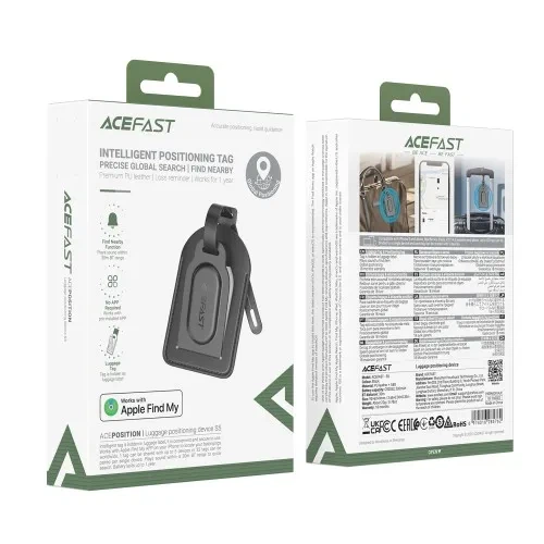 Брелок-поисковый трекер ACEFAST S5 Luggage Positioning Device Black с поддержкой Apple Find My для чемодана, сумки и багажа - изображение 2