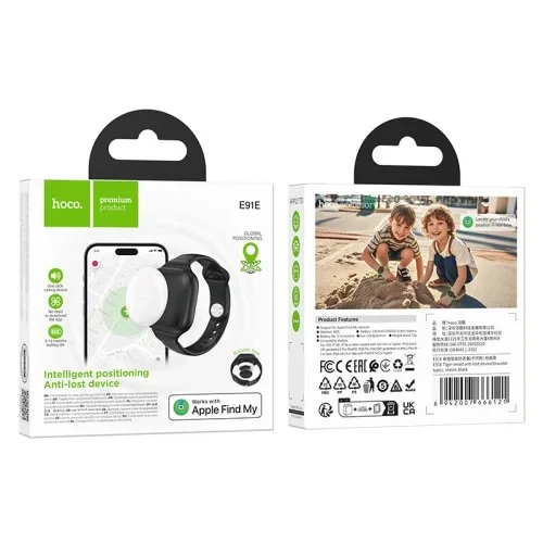 Брелок-поисковый трекер Hoco E91E Tiger Bracelet Type Classic Black с поддержкой Apple Find My - изображение 2