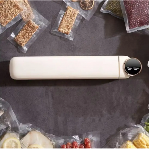 Упаковщик пищевых продуктов вакууматор вакуумный с дисплеем защитой от перегрева пакетами 10 штук (483965-Prob) Бежевый - Фото 4 Упаковщик пищевых продуктов вакууматор вакуумный с дисплеем защитой от перегрева пакетами 10 штук (483965-Prob) Бежевый - изображение 4