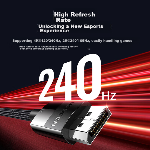 Кабель Ugreen DP121 DisplayPort - DisplayPort 1.4 8K 2 м (25955) - Фото 3 Кабель Ugreen DP121 DisplayPort - DisplayPort 1.4 8K 2 м (25955) - изображение 3