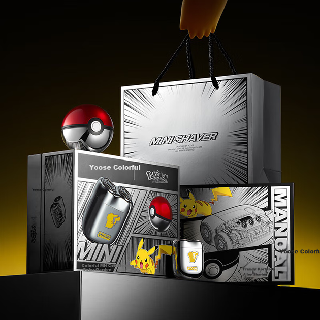 Бритва Yoose Pokemon Collaboration, стильная портативная мини-бритва из сплава, приятная для кожи, подарок на день рождения для мужчин, подарок для парня или мужа, триммер для бороды, подарочная коробка с логотипом Пикачу. - изображение 8