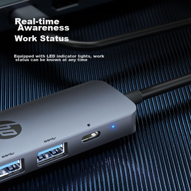 Док-станція розширення HP, швидка зарядка Type-C PD100W, розширення USB, дублювання екрана HDMI, 5-дюймова док-станція розширення Type-C, док-станція розширення MacBook, адаптер для комп'ютера Apple - зображення 10