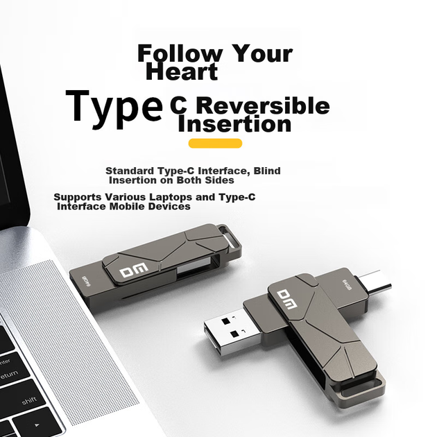 Флеш-накопичувач DM Daimai 64 ГБ USB 3.2 Type-C з двома інтерфейсами OTG PD198, високошвидкісний портативний жорсткий диск для Android, Apple, ноутбука та автомобіля - Фото 5 Флеш-накопичувач DM Daimai 64 ГБ USB 3.2 Type-C з двома інтерфейсами OTG PD198, високошвидкісний портативний жорсткий диск для Android, Apple, ноутбука та автомобіля - изображение 5