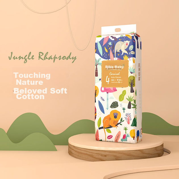 Подгузники Bibabaobei Jungle Fantasy L, 42 шт, ультратонкие, дышащие - изображение 4