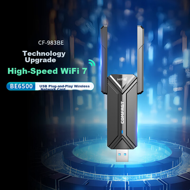 COMFAST CF-983BE, ігровий бездротовий мережевий адаптер WiFi 7 Gigabit з штекером та USB, тридіапазонна бездротова мережева карта 5G зі швидкістю 6500 Мбіт/с, для настільних та портативних комп'ютерів, приймач WiFi - Фото 5 COMFAST CF-983BE, ігровий бездротовий мережевий адаптер WiFi 7 Gigabit з штекером та USB, тридіапазонна бездротова мережева карта 5G зі швидкістю 6500 Мбіт/с, для настільних та портативних комп'ютерів, приймач WiFi - изображение 5