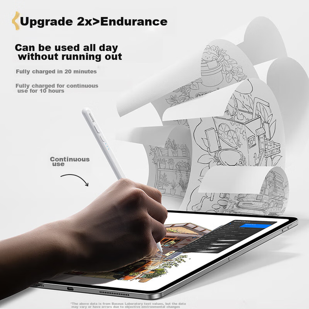 Емкостной стилус BASEUS для iPad и Apple Pencil [Bluetooth, цифровой дисплей] Совместим с планшетами 2026 Pro/Air/Mini7/iPad11 с сенсорным экраном и функцией письма. - изображение 9