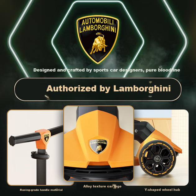 Самокат Lamborghini детский со светящимися колесами для 3-12 лет, розовый - изображение 4