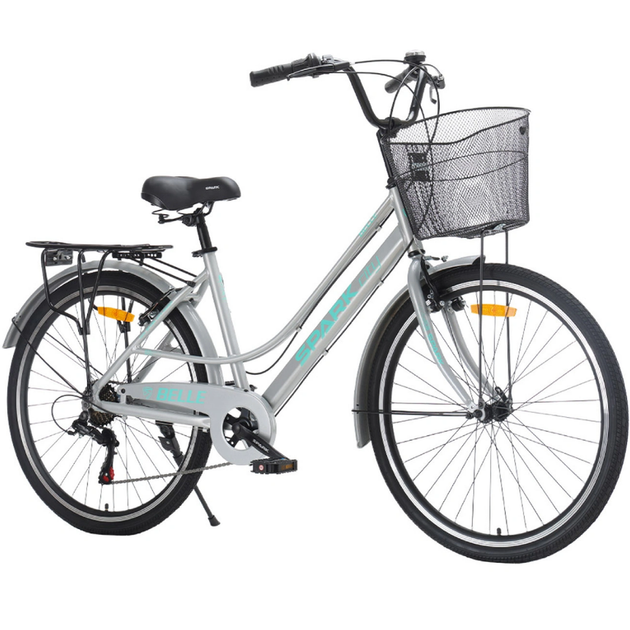 Велосипед SPARK CITY BELLE 26`` ал17`` жв v-brake с корзиной серый - Фото 1 Велосипед SPARK CITY BELLE 26`` ал17`` жв v-brake с корзиной серый - изображение 1