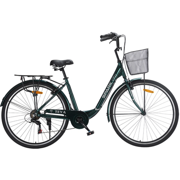 Велосипед SPARK CITY TEYA 28`` ал18`` жв v-brake с корзиной тёмно-зелёный - Фото 2 Велосипед SPARK CITY TEYA 28`` ал18`` жв v-brake с корзиной тёмно-зелёный - изображение 2