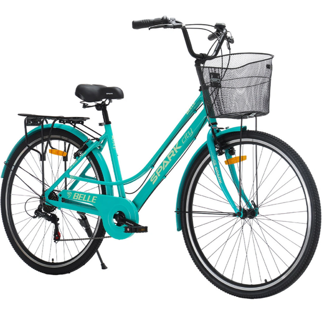 Велосипед SPARK CITY BELLE 28`` ал18`` жв v-brake с корзиной бирюзовый - Фото 1 Велосипед SPARK CITY BELLE 28`` ал18`` жв v-brake с корзиной бирюзовый - изображение 1