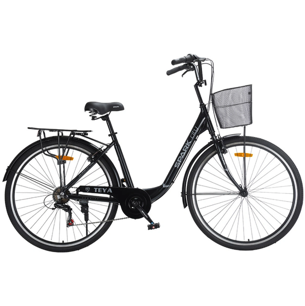 Велосипед SPARK CITY TEYA 28`` ал18`` жв v-brake с корзиной чёрный - изображение 2