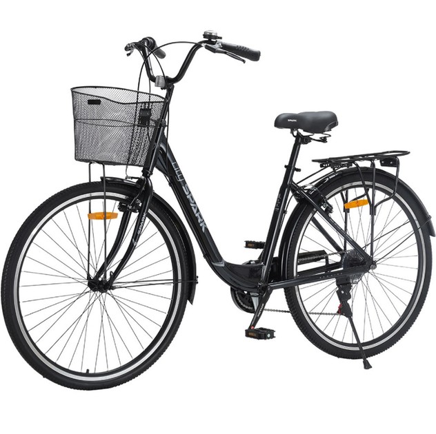 Велосипед SPARK CITY TEYA 28`` ал18`` жв v-brake с корзиной чёрный - изображение 3