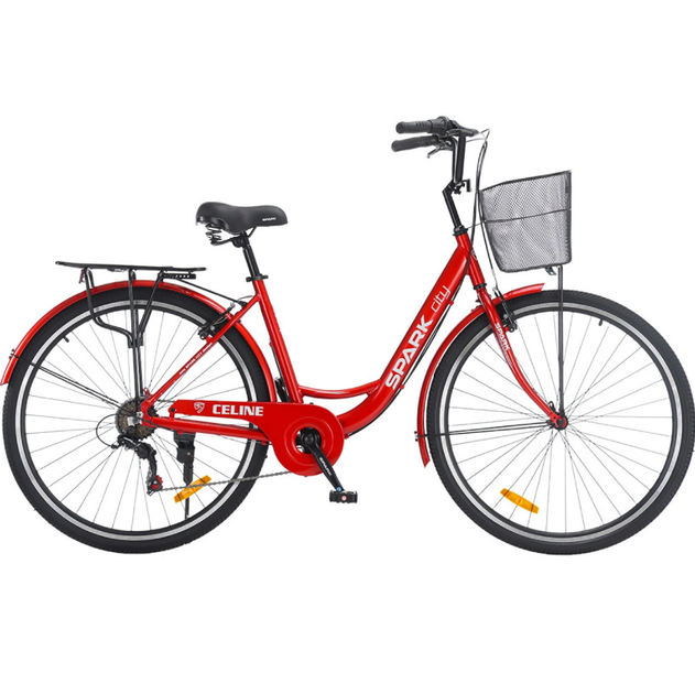 Велосипед SPARK CITY CELINE 28`` ал18`` жв v-brake с корзиной красный - Фото 2 Велосипед SPARK CITY CELINE 28`` ал18`` жв v-brake с корзиной красный - изображение 2