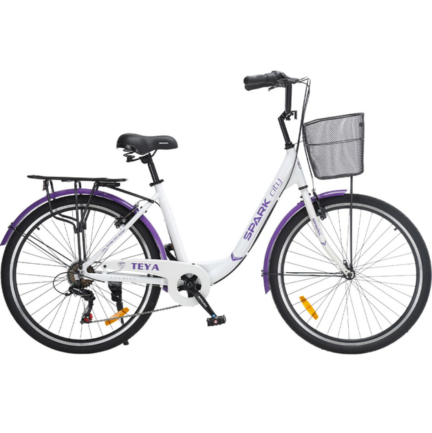 Велосипед SPARK CITY TEYA 26`` ал17`` жв v-brake с корзиной белый - Фото 2 Велосипед SPARK CITY TEYA 26`` ал17`` жв v-brake с корзиной белый - изображение 2